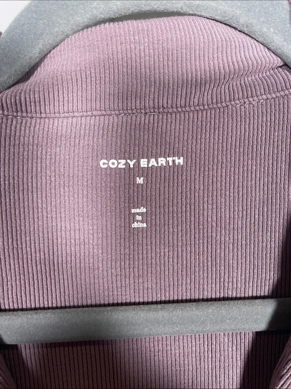 COZY EARTH WOMENS BAMBOO RIBBED LONG SLEEVE PAJAMA TOP PURPLE MEDIUM - Picture 2 of 4